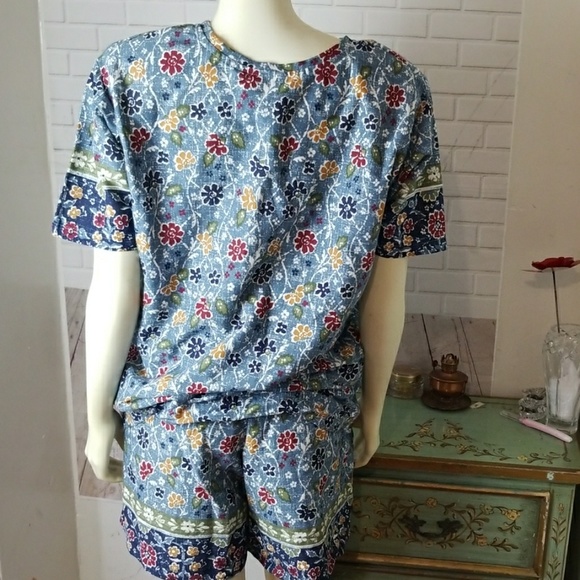 Vintage SWAT Floral Red White Blue Short Set medium - Picture 2 of 4